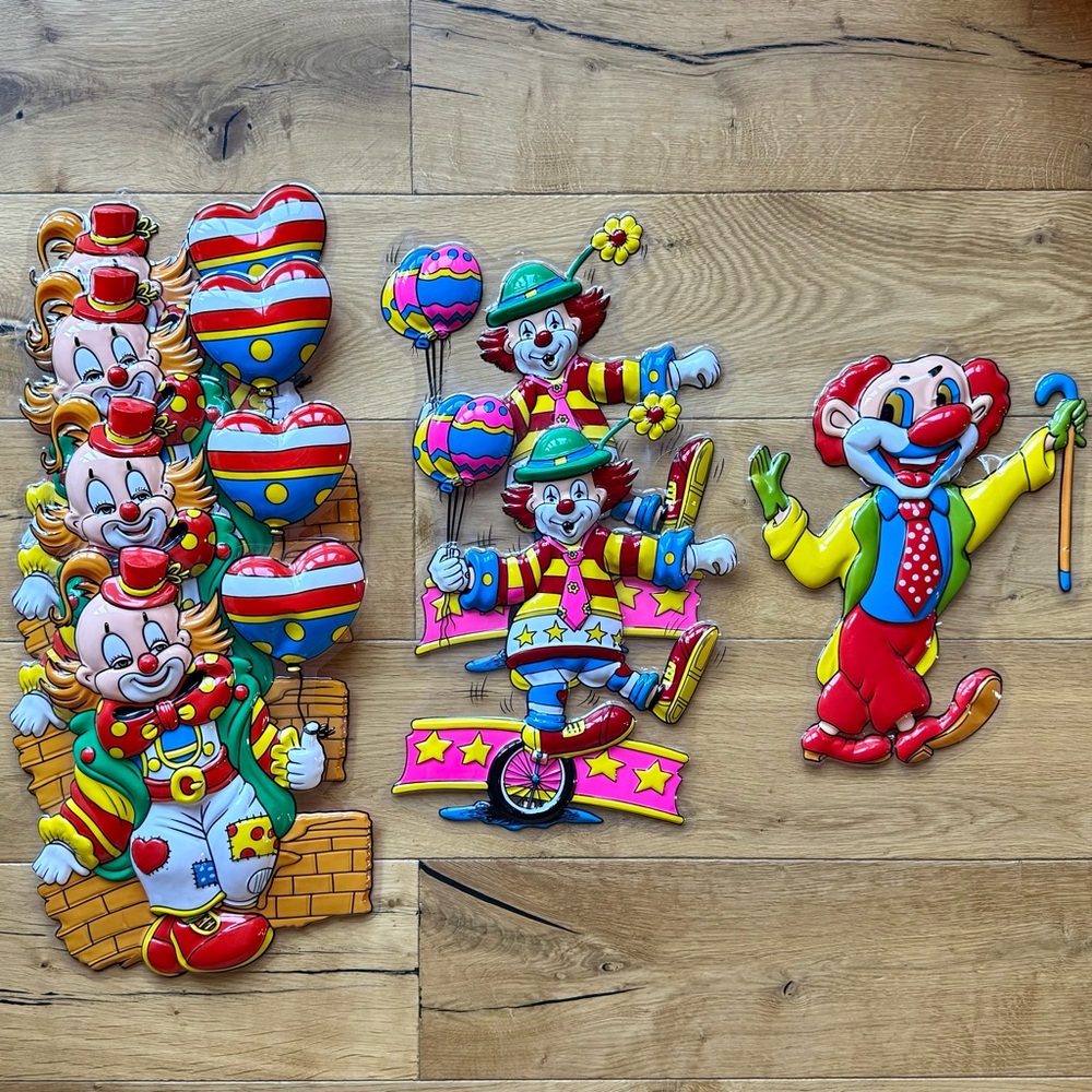 NWT - Unique Circus Clown Fun Parrty Props for hanging | Set of 7 | Multi-Color